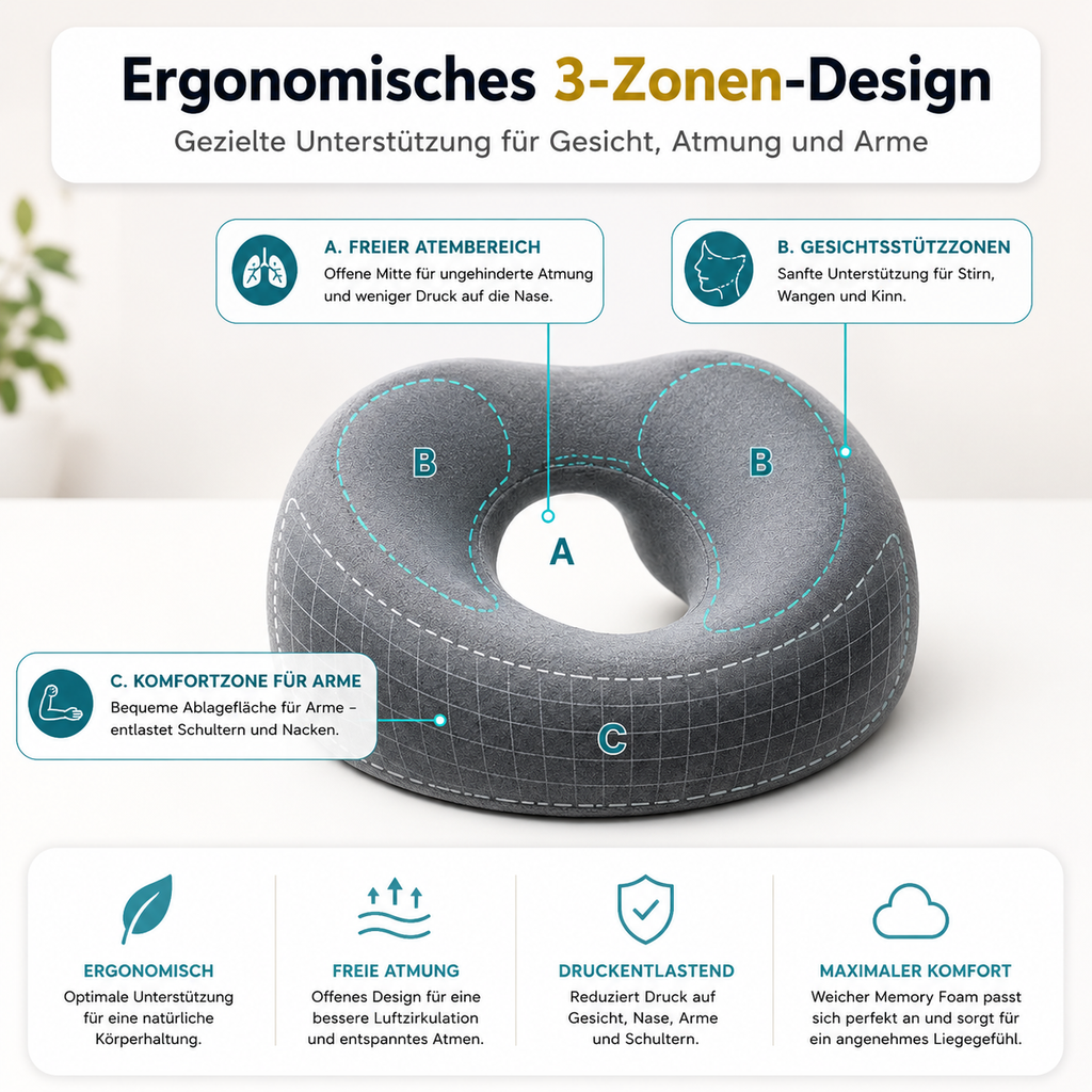 MEDBY Ergonomic Face Pillow with Breathing Opening